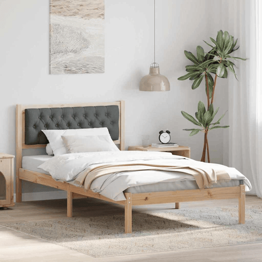 Estrutura de cama de solteiro para adultos com Cabeceira - Cinza Escuro 100 x 200 cm