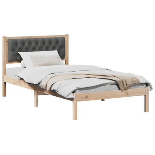 Estrutura de cama de solteiro para adultos com Cabeceira - Cinza Escuro 100 x 200 cm