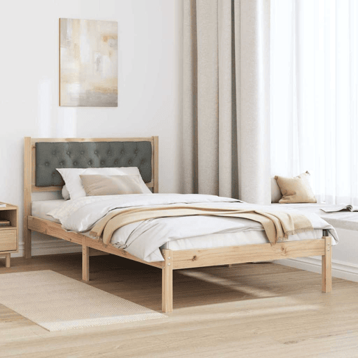 Estrutura de cama de solteiro para adultos com Cabeceira - Cinza Escuro 100 x 200 cm