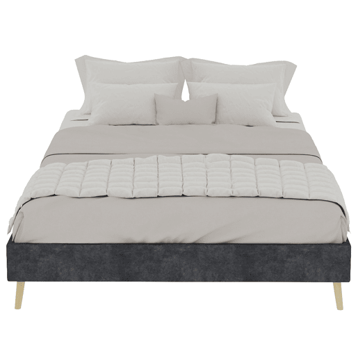 Cama moderna minimalista 140x200 - Base baixa, estilo moderno - Cinza
