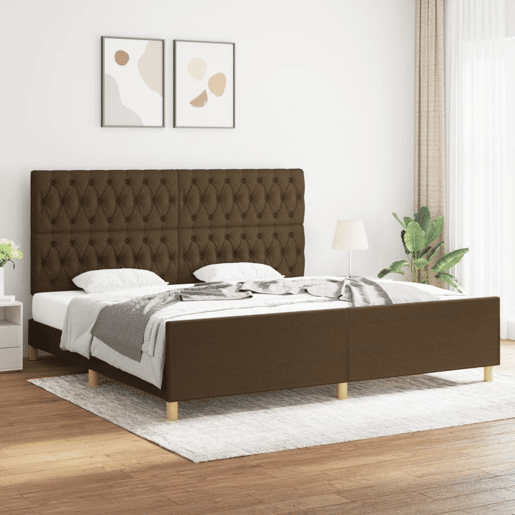 Estrutura de Cama de casal moderno c cabeceira 200x200cm tecido castanho-escuro