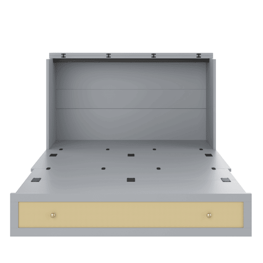 Cama rebatível 140x200 cm - móvel, gavetas na base, prateleira na cabeceira, USB e tomada, cama plataforma convertível, sem colchão - cinza