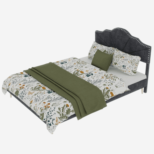 Cama minimalista 160x200 - cabeceira suave e confortável, base baixa multifuncional - cinzenta