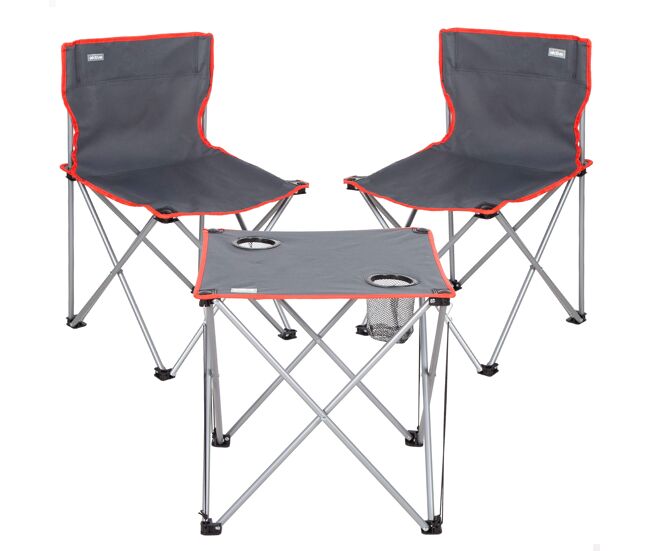 Aktive conjunto mesa y 2 sillas camping acero