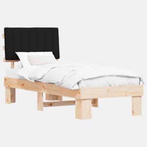 Estrutura de cama de solteiro para adultos com Cabeceira Estofada Preto 75 x 190 cm