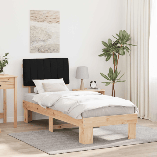 Estrutura de cama de solteiro para adultos com Cabeceira Estofada Preto 75 x 190 cm