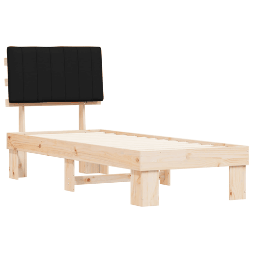 Estrutura de cama de solteiro para adultos com Cabeceira Estofada Preto 75 x 190 cm
