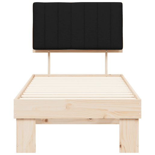 Estrutura de cama de solteiro para adultos com Cabeceira Estofada Preto 75 x 190 cm