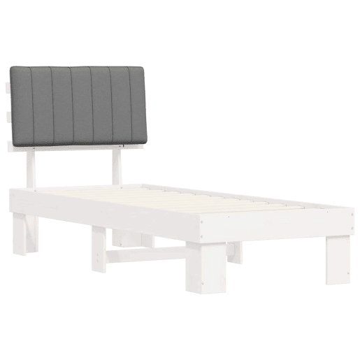Estrutura de cama de solteiro simple com Cabeceira Estofada Cinzento-claro