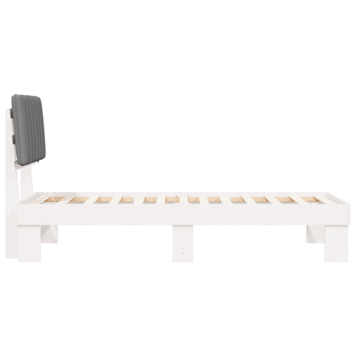 Estrutura de cama de solteiro simple com Cabeceira Estofada Cinzento-claro
