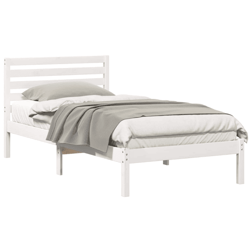 Estrutura de cama de solteiro para adultos - Branco 80 x 200 cm Madeira de Pinheiro Sólida
