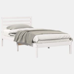 Estrutura de cama de solteiro para adultos - Branco 80 x 200 cm Madeira de Pinheiro Sólida