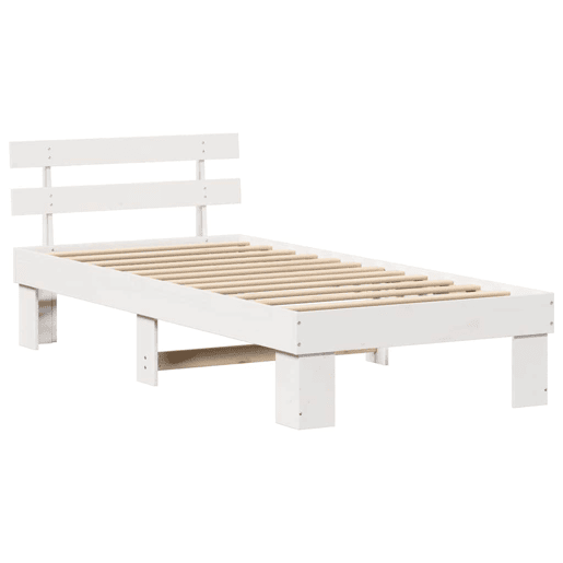 Estrutura de cama de solteiro para adultos com Cabeceira - Branco 100 x 200 cm