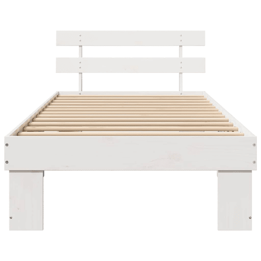 Estrutura de cama de solteiro para adultos com Cabeceira - Branco 100 x 200 cm