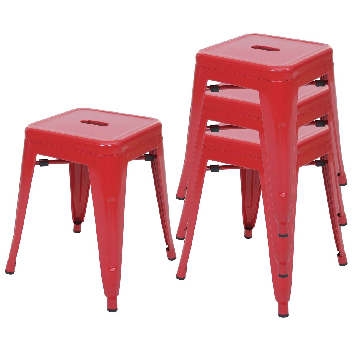 Juego taburetes bajos apilables metal estilo industrial