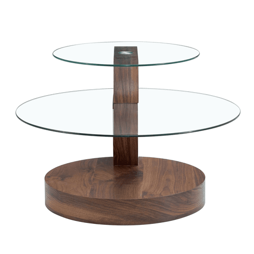 Mesa de centro moderna - design multicamadas, suporte em MDF - TransparenteNogueira