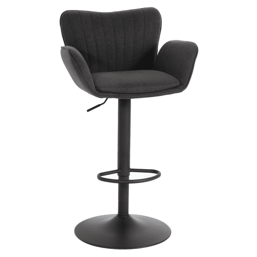 Banqueta giratória x1 com apoio de braço apoio para os pés giratório tecido cinza escuro base de metal preta 04_0008587
