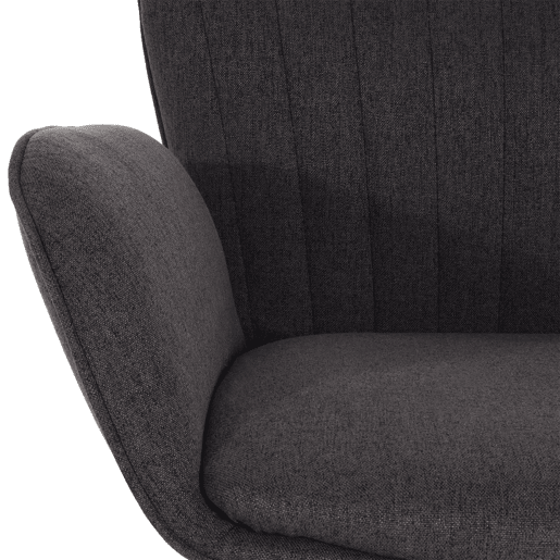 Banqueta giratória x1 com apoio de braço apoio para os pés giratório tecido cinza escuro base de metal preta 04_0008587