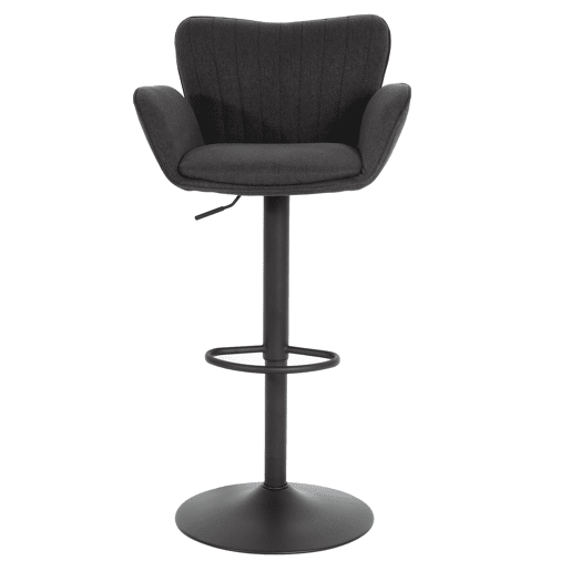 Banqueta giratória x1 com apoio de braço apoio para os pés giratório tecido cinza escuro base de metal preta 04_0008587