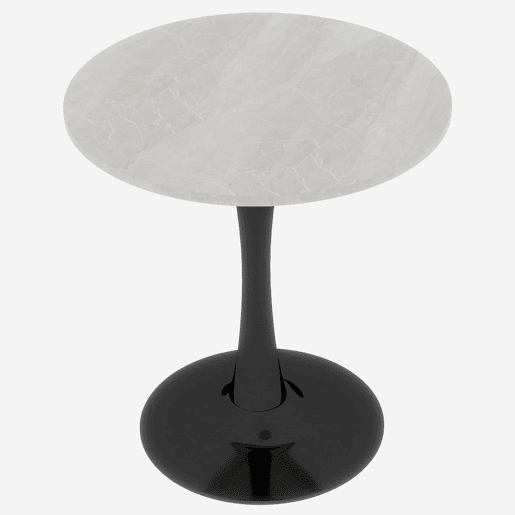 Mesa de centro 70 cm - estilo moderno de meados do século, tampo redondo em mármore - PretoBranco