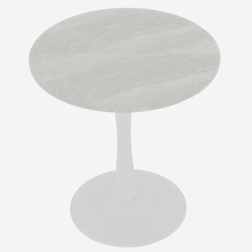 Mesa de café 70 cm - estilo moderno de meados do século, tampo redondo em mármore - branco