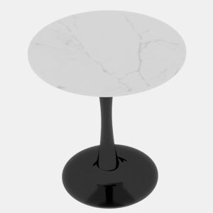 Mesa de centro 70 cm - estilo moderno mid-century, redonda, mármore branco - preto e branco