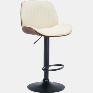 Banqueta de bar de design moderno com costura vertical em madeira de nogueira PVC creme e metal preto 10_0005295