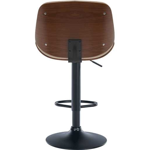 Banqueta de bar de design moderno com costura vertical em madeira de nogueira PVC creme e metal preto 10_0005295