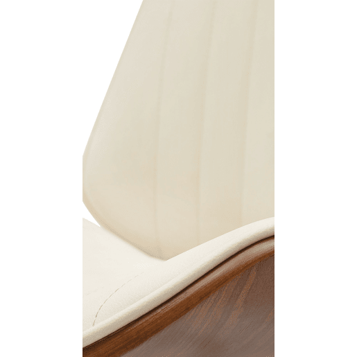Banqueta de bar de design moderno com costura vertical em madeira de nogueira PVC creme e metal preto 10_0005295