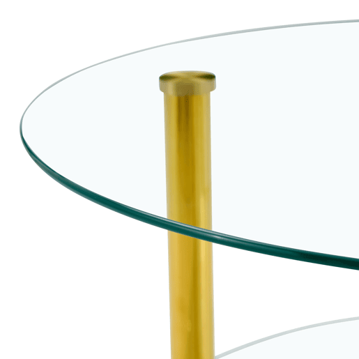 Mesa de centro com 2 níveis - Design luxuoso, estável e espaçoso - Dourado e transparente