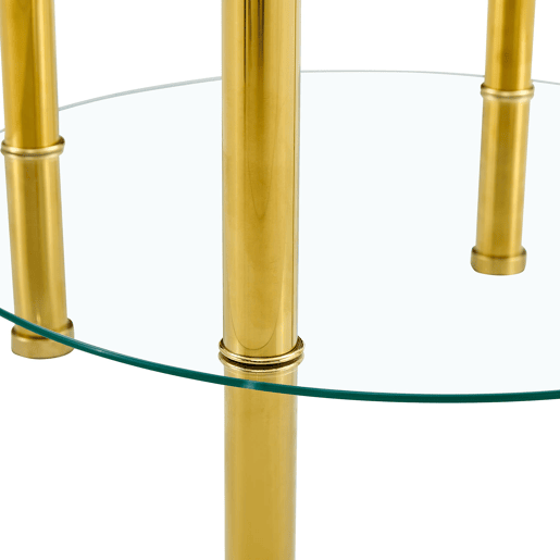Mesa de centro com 2 níveis - Design luxuoso, estável e espaçoso - Dourado e transparente