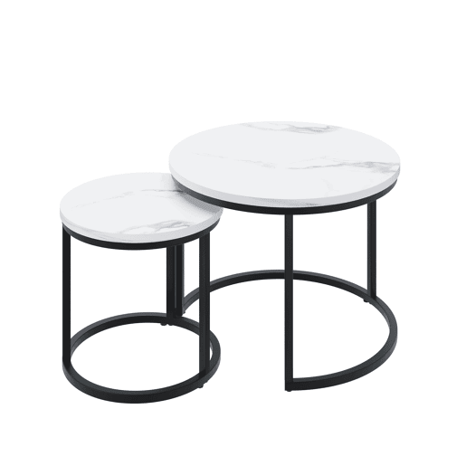 Mesa de centro 2 peças 60 cm - redonda, metálica, moderna, encaixável - branca