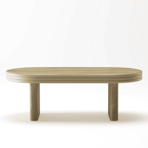 Mesa de centro ovalada 120x60cm - Estilo mid century, madeira rústica, versátil - Natural