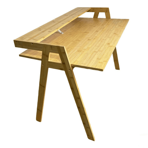 Mesa de bambu Take, mesa para computador, estudo, escritório, marrom, 113x75x60 cm