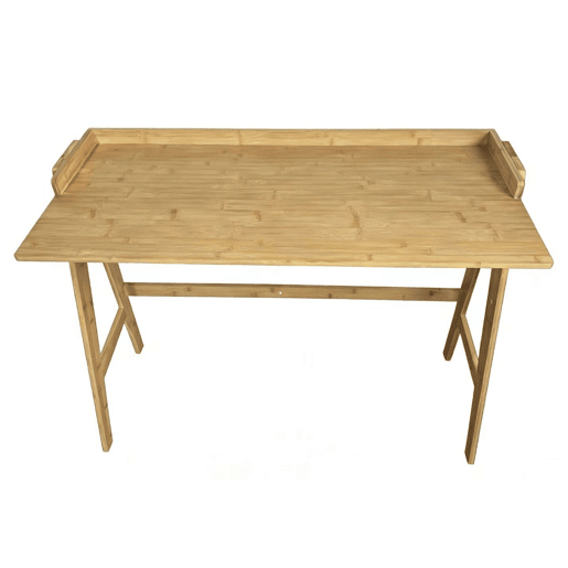 Mesa de estudo em bambu marrom, mesa de computador marrom 107x81x47 cm