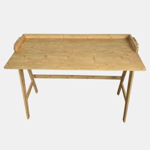Mesa de estudo em bambu marrom, mesa de computador marrom 107x81x47 cm