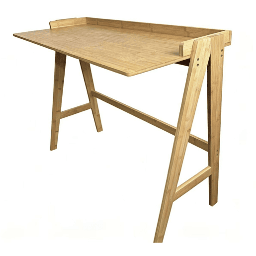 Mesa de estudo em bambu marrom, mesa de computador marrom 107x81x47 cm