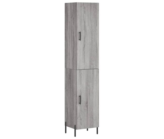 Aparador alto - mueble de almacenamiento madera contrachapada gris sonoma 34,5x34x180 cm es993