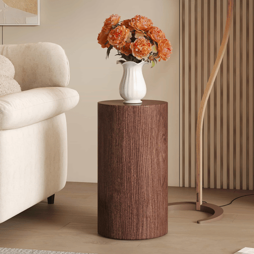 Mesa de centro redonda u2013 Design moderno minimalista, ideal como mesa auxiliar, mesa lateral, mesa de sofá ou mesa de chá - Nogal