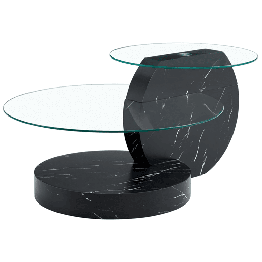 Mesa de centro em vidro temperado - design minimalista multicamadas - pretotransparente