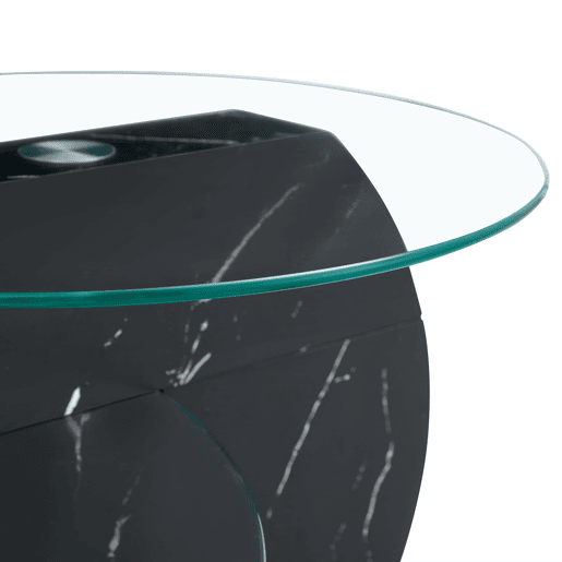 Mesa de centro em vidro temperado - design minimalista multicamadas - pretotransparente