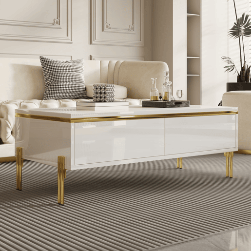 Mesa de centro 100x50x36 cm - moderna, multifuncional, alto brilho - branca Mesa de centro 100x50x36 cm - moderna, multifuncional, alto brilho - branca