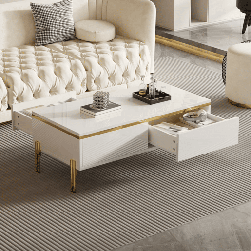 Mesa de centro 100x50x36 cm - moderna, multifuncional, alto brilho - branca Mesa de centro 100x50x36 cm - moderna, multifuncional, alto brilho - branca