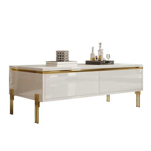 Mesa de centro 100x50x36 cm - moderna, multifuncional, alto brilho - branca Mesa de centro 100x50x36 cm - moderna, multifuncional, alto brilho - branca