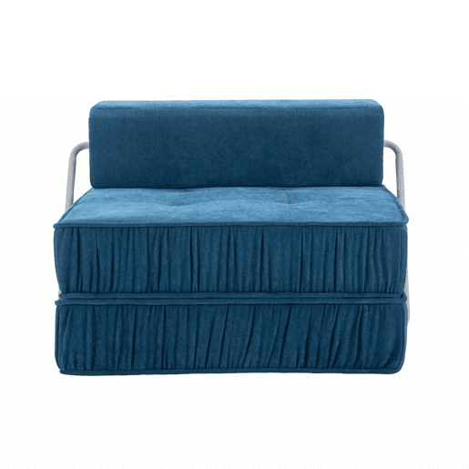 Sofá-cama de 1 lugar - conversível, futon, assento reclinável, almofada traseira removível - azul