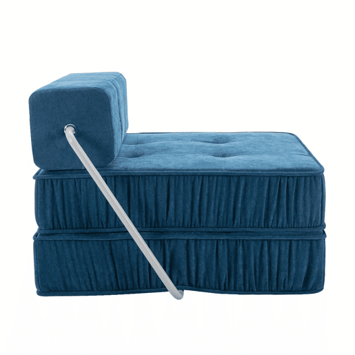 Sofá-cama de 1 lugar - conversível, futon, assento reclinável, almofada traseira removível - azul