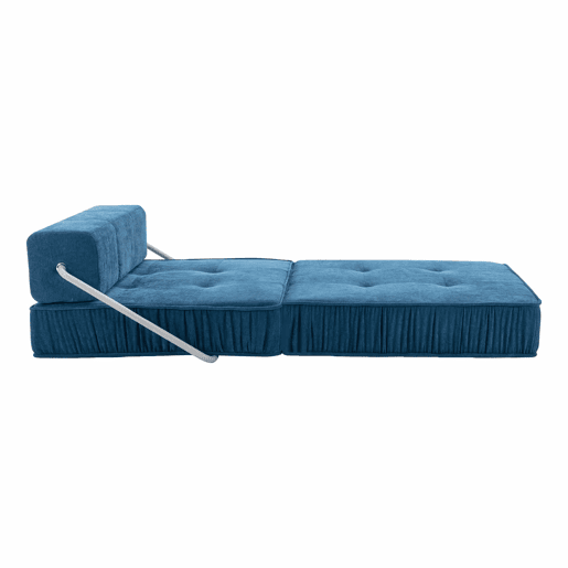 Sofá-cama de 1 lugar - conversível, futon, assento reclinável, almofada traseira removível - azul