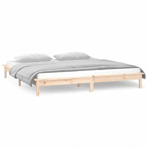 Estrutura de Cama de casal simple king size c luzes LED 150x200 cm madeira maciça