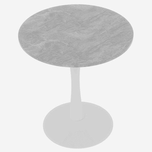 Mesa de centro 70 cm - estilo moderno vintage, tampo redondo em mármore cinza claro, branco