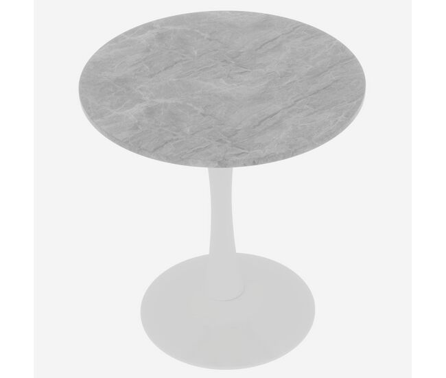 Mesa de centro 70 cm - estilo moderno vintage, tablero redondo de mármol gris claro, blanco